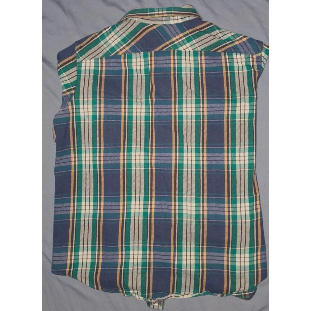 Polo Ralph Lauren Blue/Green Button Up Flannel Shirt Plaid Workshirt Sz XL